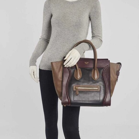 Celine Tricolor Smooth Calfskin Leather Mini Luggage Tote Bag - Picture 2 of 12